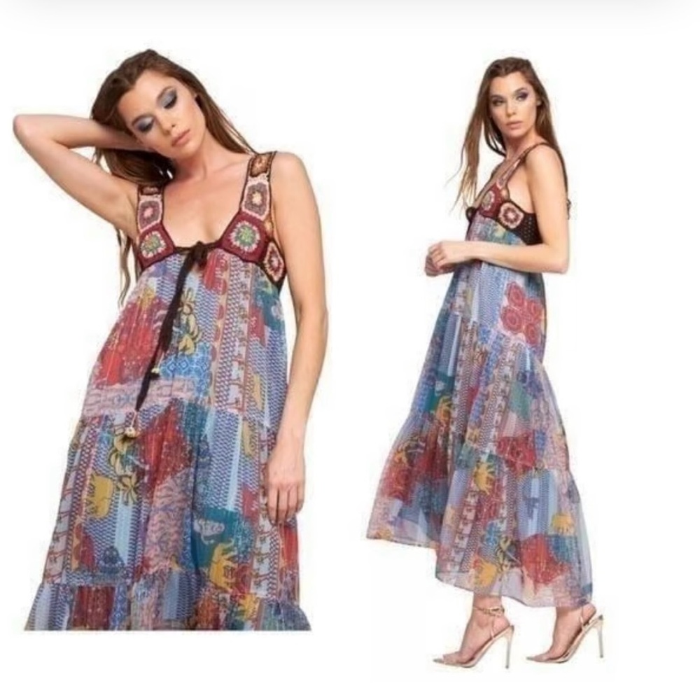 Aratta Crochet Bohemian Patchwork Maxi Dress NWT SOLD OUT style